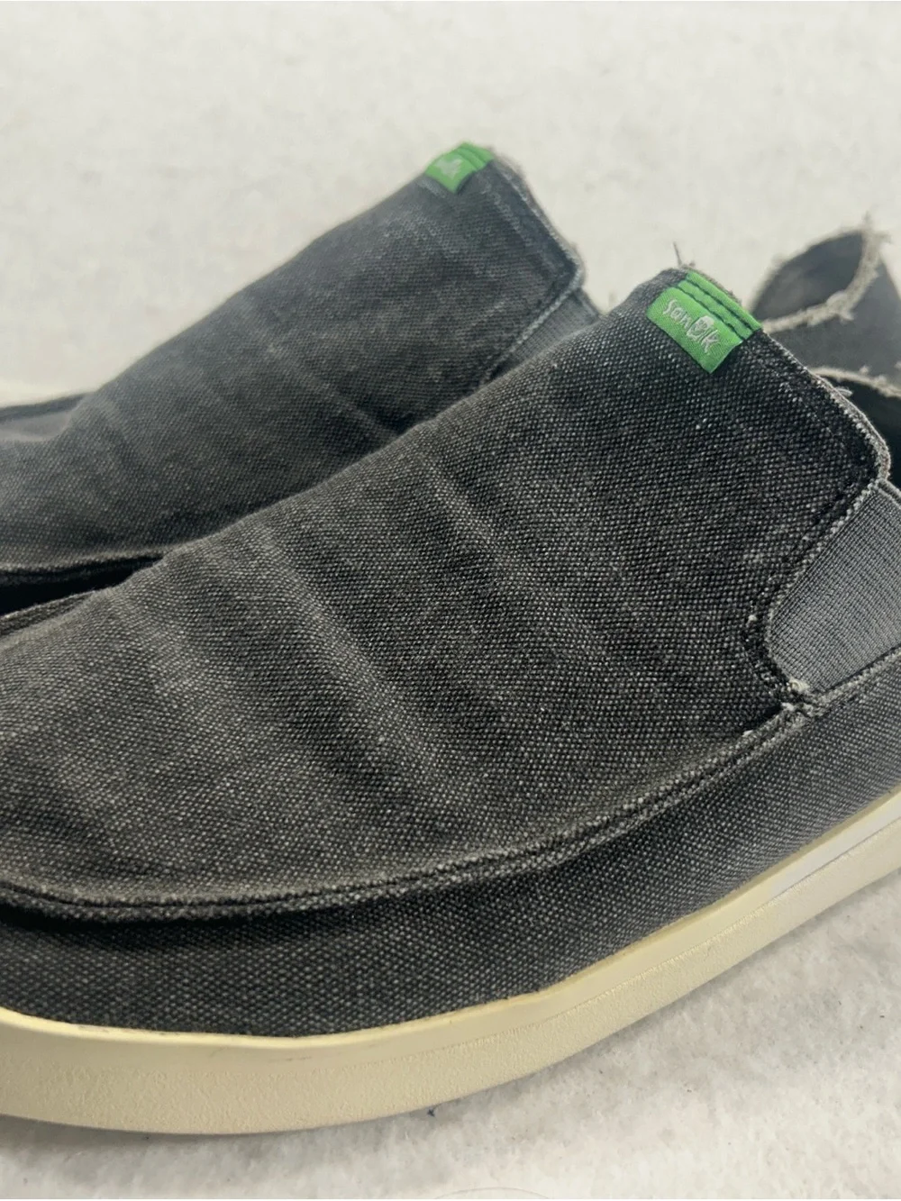 Sanuk Men’s Grey Canvas Slip-On Sidewalk Surfer Shoes Size 12